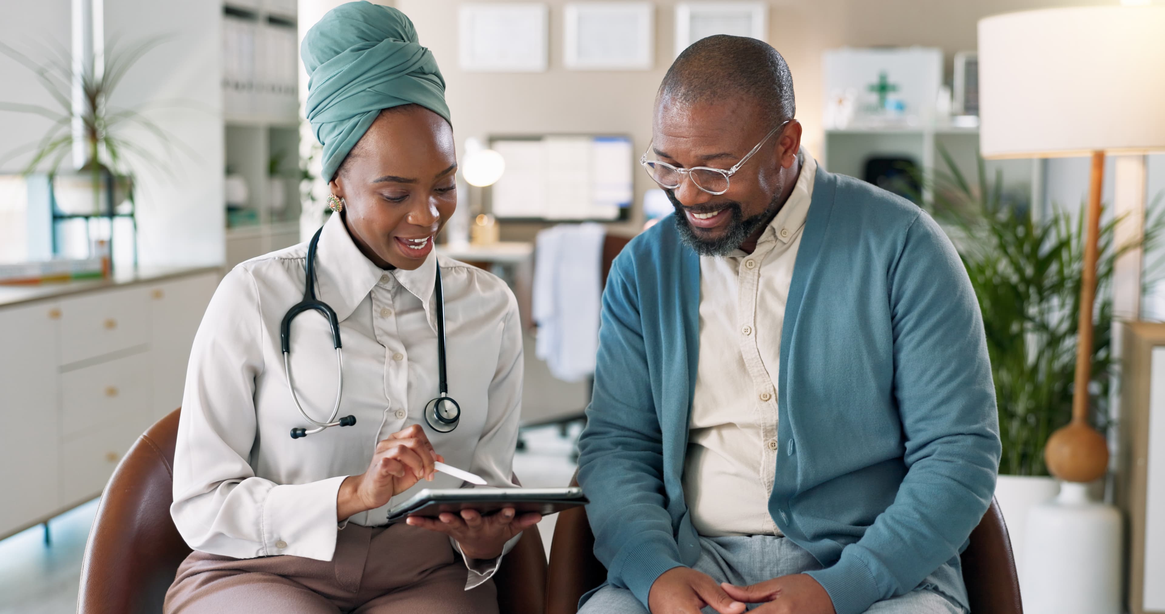 Doctor reviewing patient information